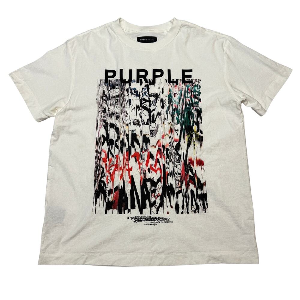 Purple Brand Textured Jersey Graffiti Graphic T Shirt Mens Medium Streetwear